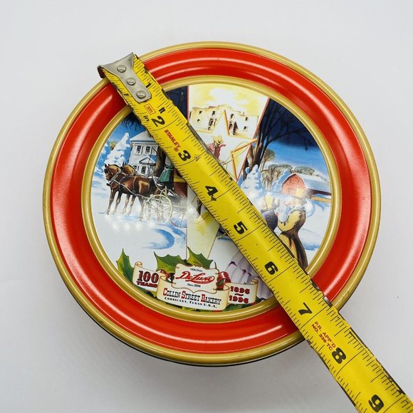 VTG 1896-1996 Embossed DeLuxe 7" Fruitcake Tin Collin Street Bakery Corsicana TX - Picture 9 of 10
